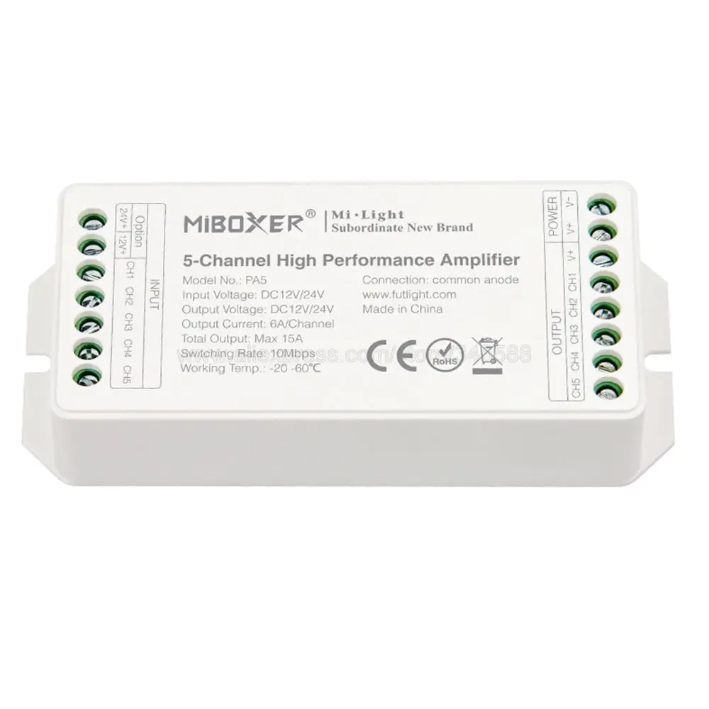 Miboxer PA5 DC12V 24V Max. 15A 5 Channle 6A/CH высокопроизводительный светодиодный Усилитель