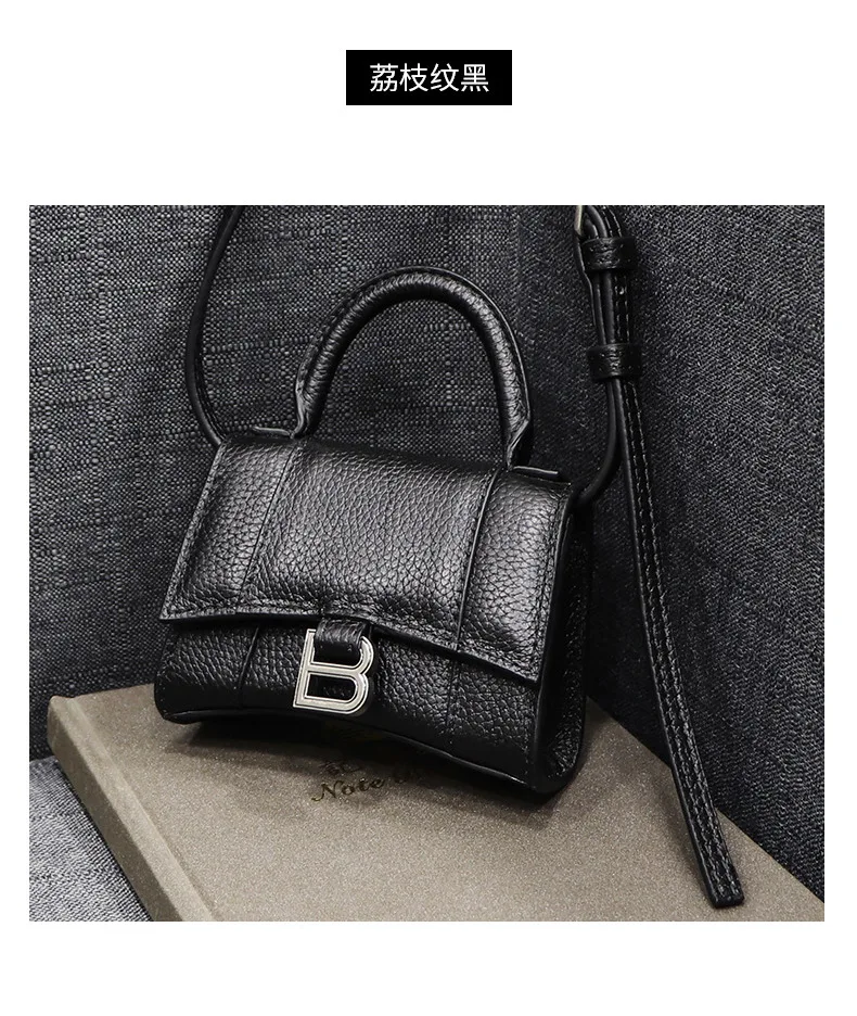 

2020 new mini bag leather Trend Mini hourglass bag b-button cow leather women's bag portable cross bag
