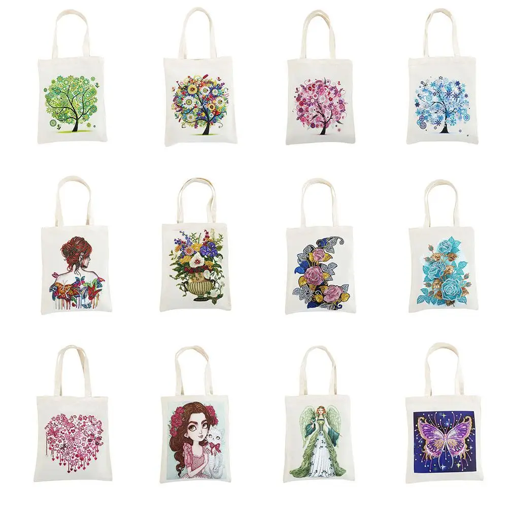 

Reusable Diamond Painting Tote Bag Durable DIY Diamond Art Handbag Foldable Storage Bag Cross Stitch Embroidery Kit Art Craft