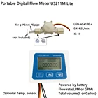 Цифровой расходомер US211M Lite и датчик расхода с эффектом Холла USN-HS41PE-4, 0,4-лмин, отображение общего объема и расхода