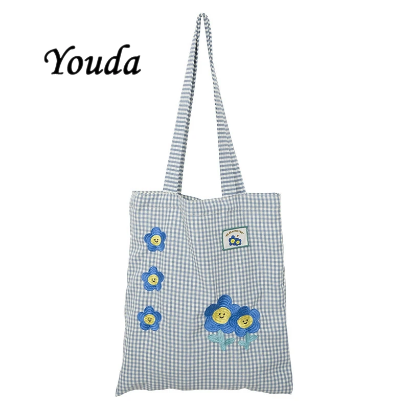

Youda 2021 зимняя женская Хлопковая Сумка через плечо с вышивкой, сумка для студентов, милая книга, сумка для покупок, сумки для девочек