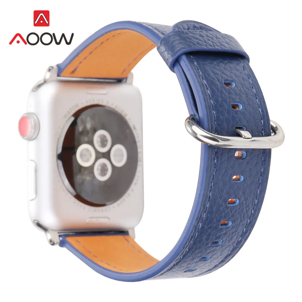 Ремешок из натуральной кожи для Apple Watch 38 42 мм 40 44 мм модный простой Желтый Сменный браслет ремешок для iwatch 123 4