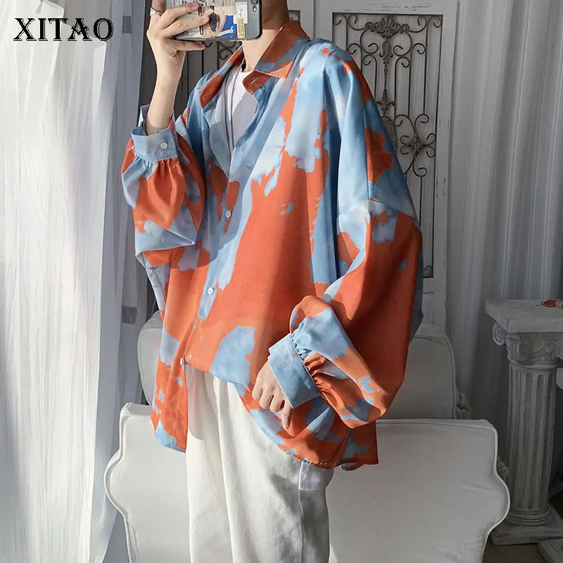 

XITAO Print Pattern Blouse Fashion New Women Elegant Pleated Goddess Fan 2021 Spring Autumn Minority Style Loose Shirt ZY5370