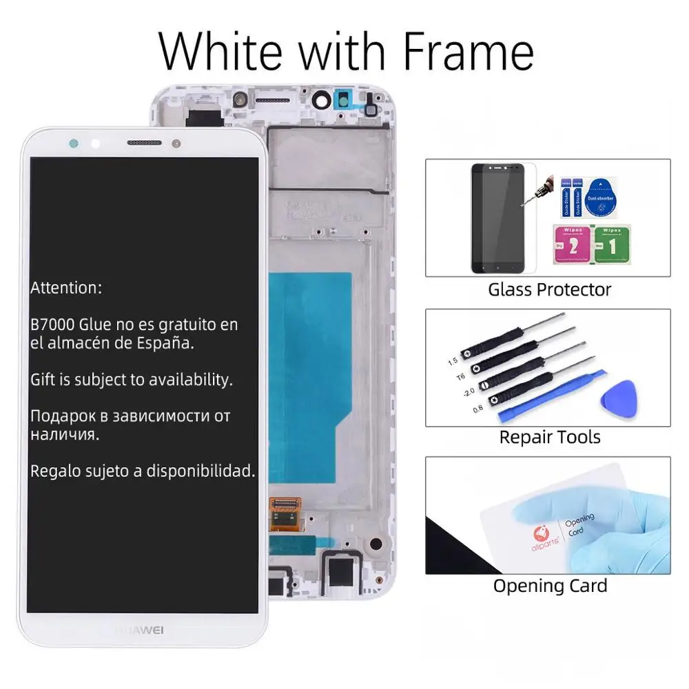 5,9" дисплей для huawei Y7 Prime lcd сенсорный экран с рамкой для huawei Y7 Pro дисплей Nova 2 Lite ldn-lx3 - Цвет: White with Frame