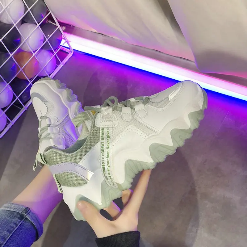 

Осенние кроссовки на толстой подошве, женская повседневная обувь на платформе, женская обувь на массивной танкетке для ходьбы и тенниса