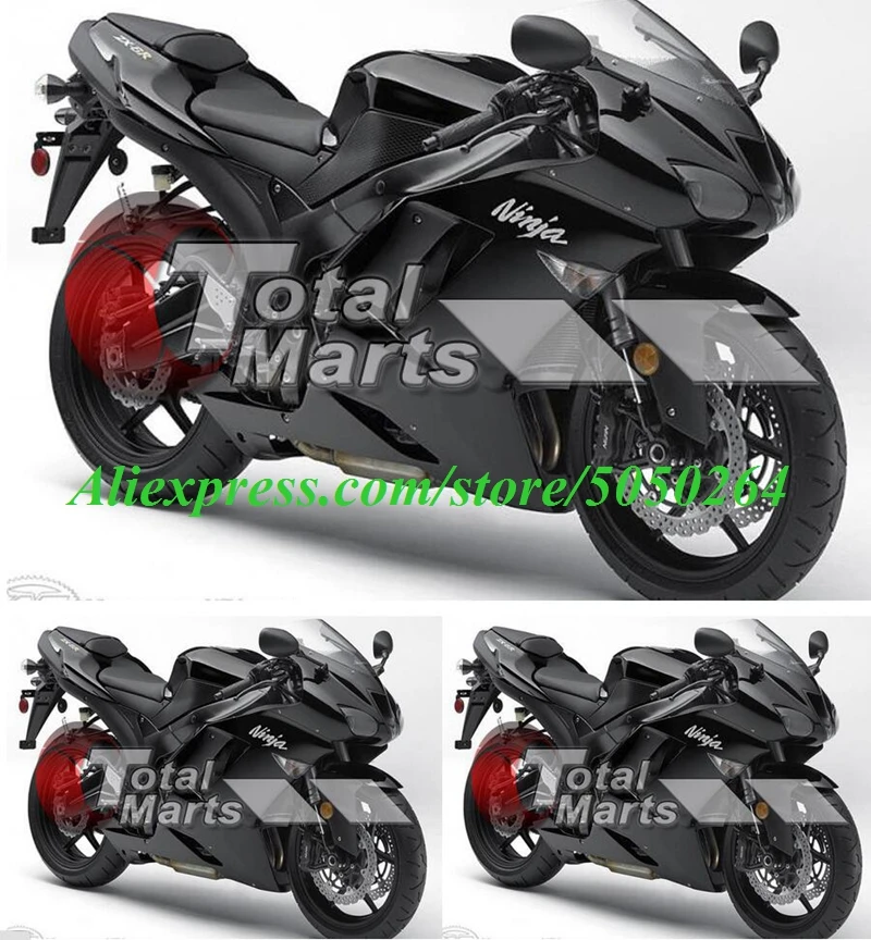 

Комплект обтекателей для велосипеда из АБС-пластика, 4 подарка, подходит для kawasaki Ninja ZX6R 636 2007 2008 07 08 6R, цвет черный глянцевый