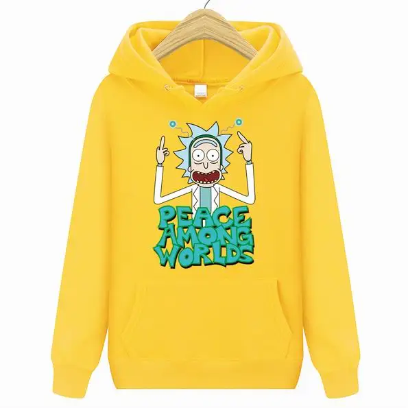 Мужская модная толстовка с капюшоном Rick and marty, новинка, повседневные мужские толстовки с капюшоном, толстовки с принтом, толстовки с капюшоном Rick marty - Цвет: Цвет: желтый