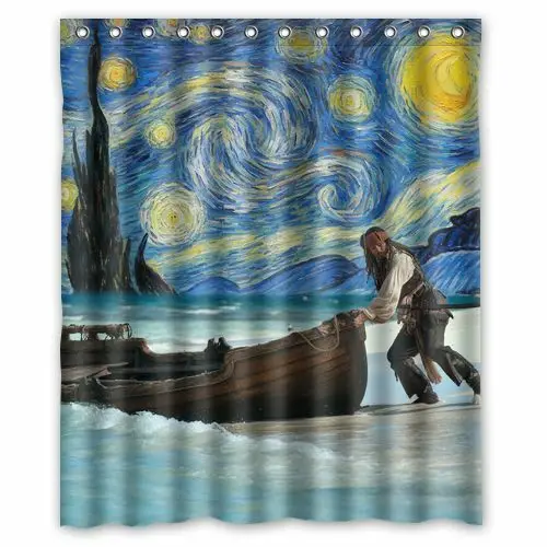 

New Custom Pirates of the Caribbean Galaxy Waterproof Shower Curtain