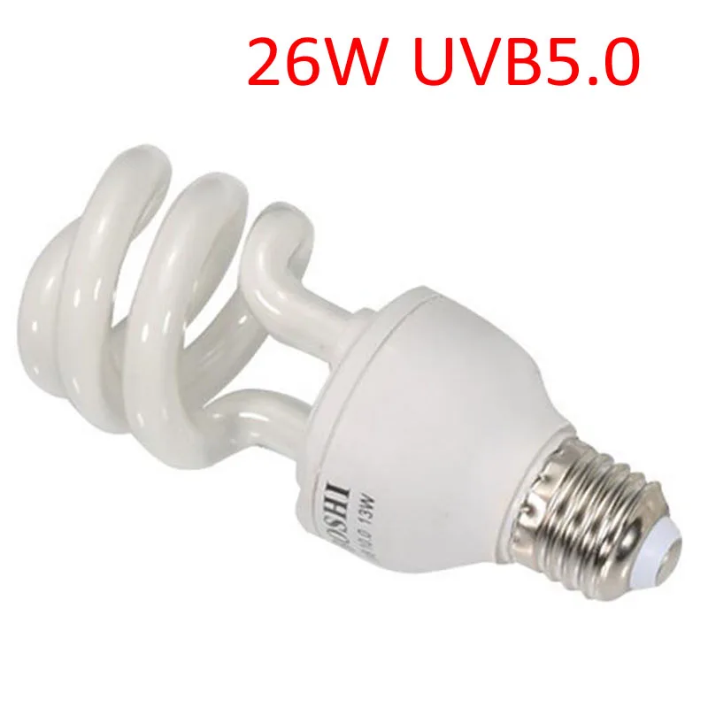 UVB5.0 26w E27 ультрафиолетовый светильник лампочка 5,0 10,0 ультрафиолетовых лучей спектров 13 Вт 26 Вт ПЭТ свет для рептилии светящаяся лампа Дневной светильник лампочка Для черепаха рыбы амфибии - Цвет: UVB5.0 26w