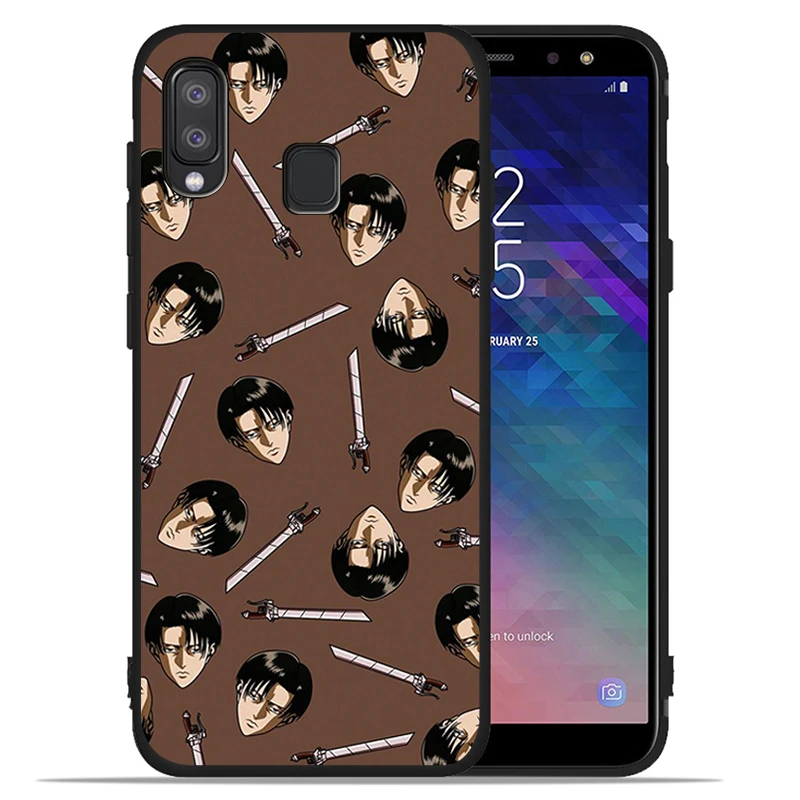 Чехол для телефона Samsung Galaxy A71 A51 A41 A31 A20E A10 A20 A40 A50 A70 M30S M20 A7 A8 A9 черный с аниме Атака