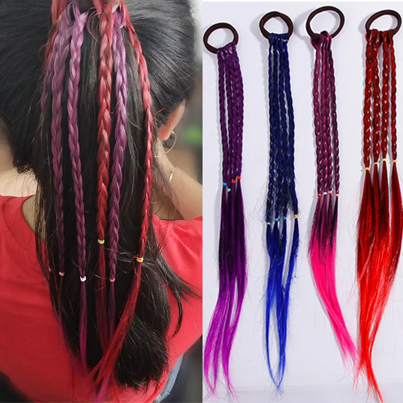 Детский парик с косами повязка на голову для девочек многоцветная плетеная