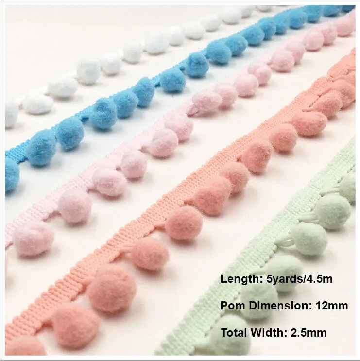 5 Ярд пятнистая лента красочное кружево с помпонами отделка шар бахрома Вязание