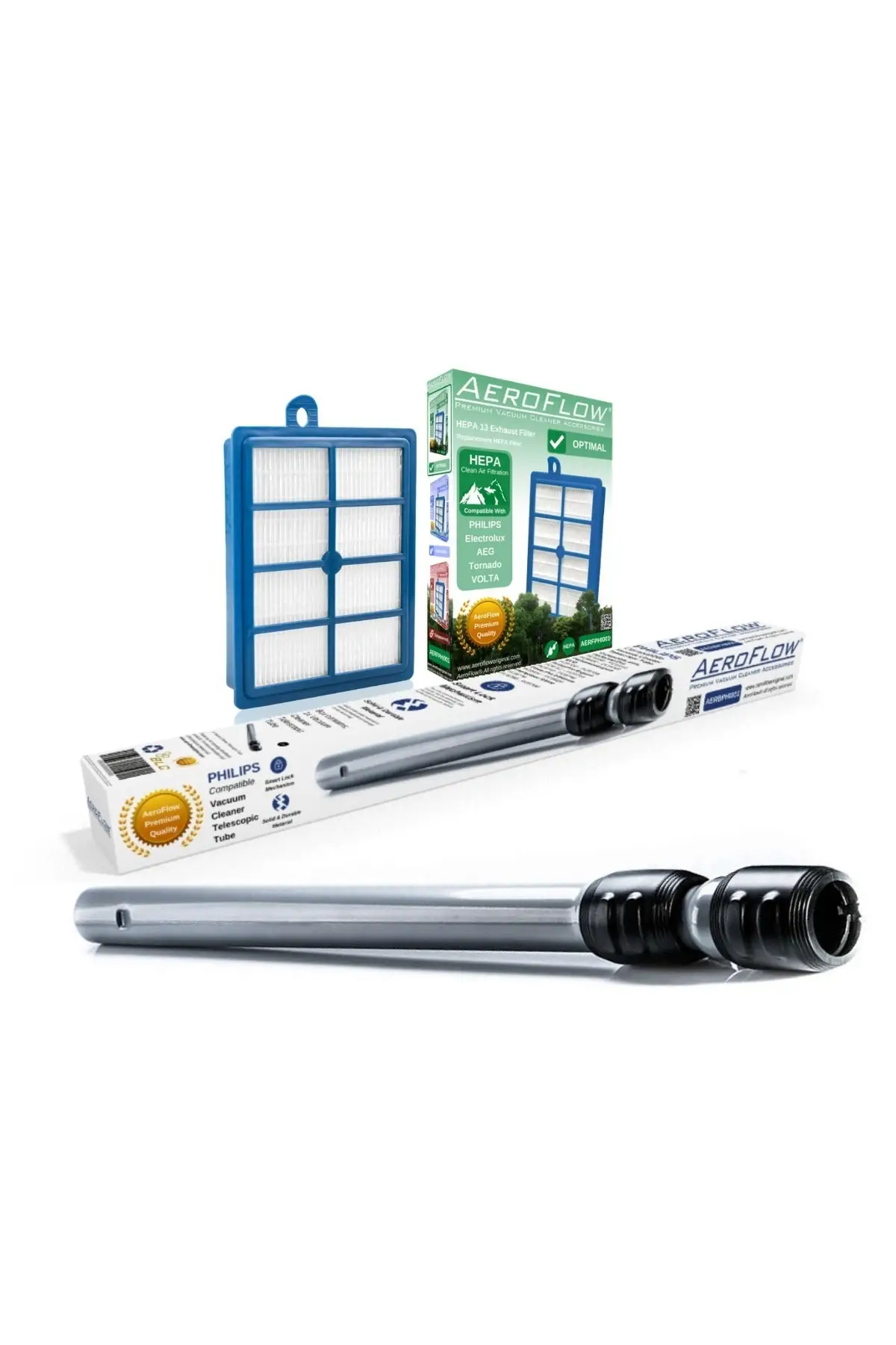 

MHK Parts Fc 9923 Compatible Aeroflow Original Telescopic Steel Vacuum Cleaner Pipe + Hepa 13 Filter Set