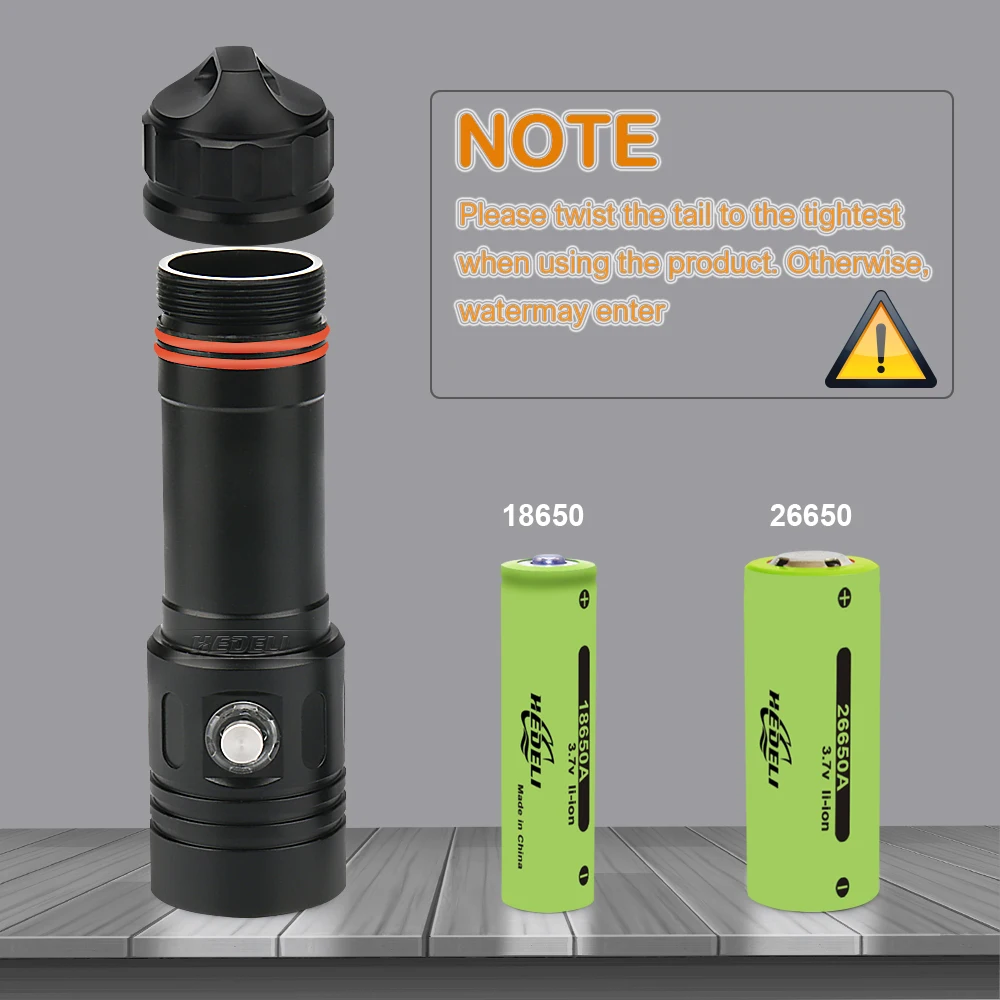 

200M xhp50.2 Diving flashlight Underwater lamp led torch l2 rechargeable 18650 26650 flash light hunting waterproof Fill light