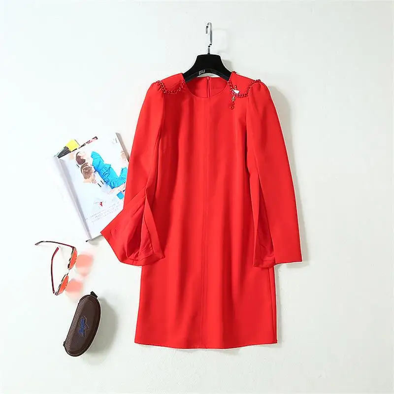 Женское мини-платье с круглым вырезом повседневные однотонные платья длинным