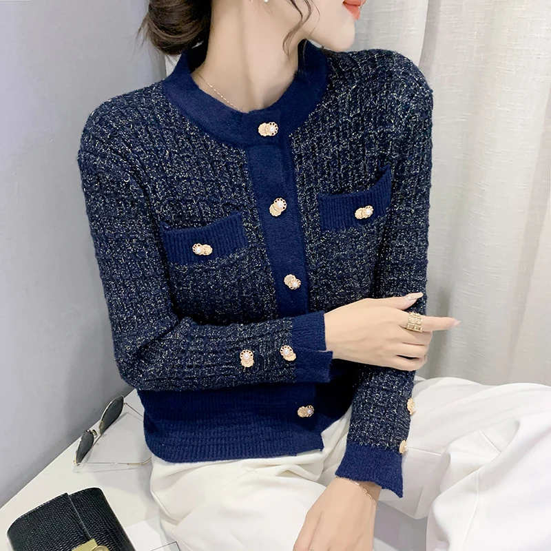 

All-match knitted cardigan 2021 autumn new design sense slim slim short sweater jacket Korean fashion women's clothing