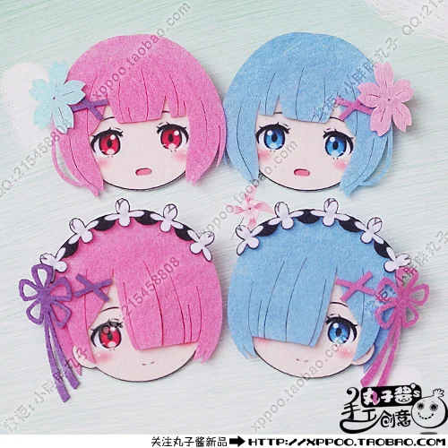 Милый аниме Re:zero kara hajimeru isekai seikatsu Rem Ram значок косплея из нетканого материала брошь
