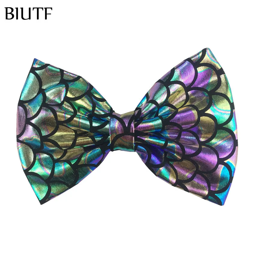 5 шт./лот дюймов шикарный тканевый бант для волос русалки мягкий большой с принтом