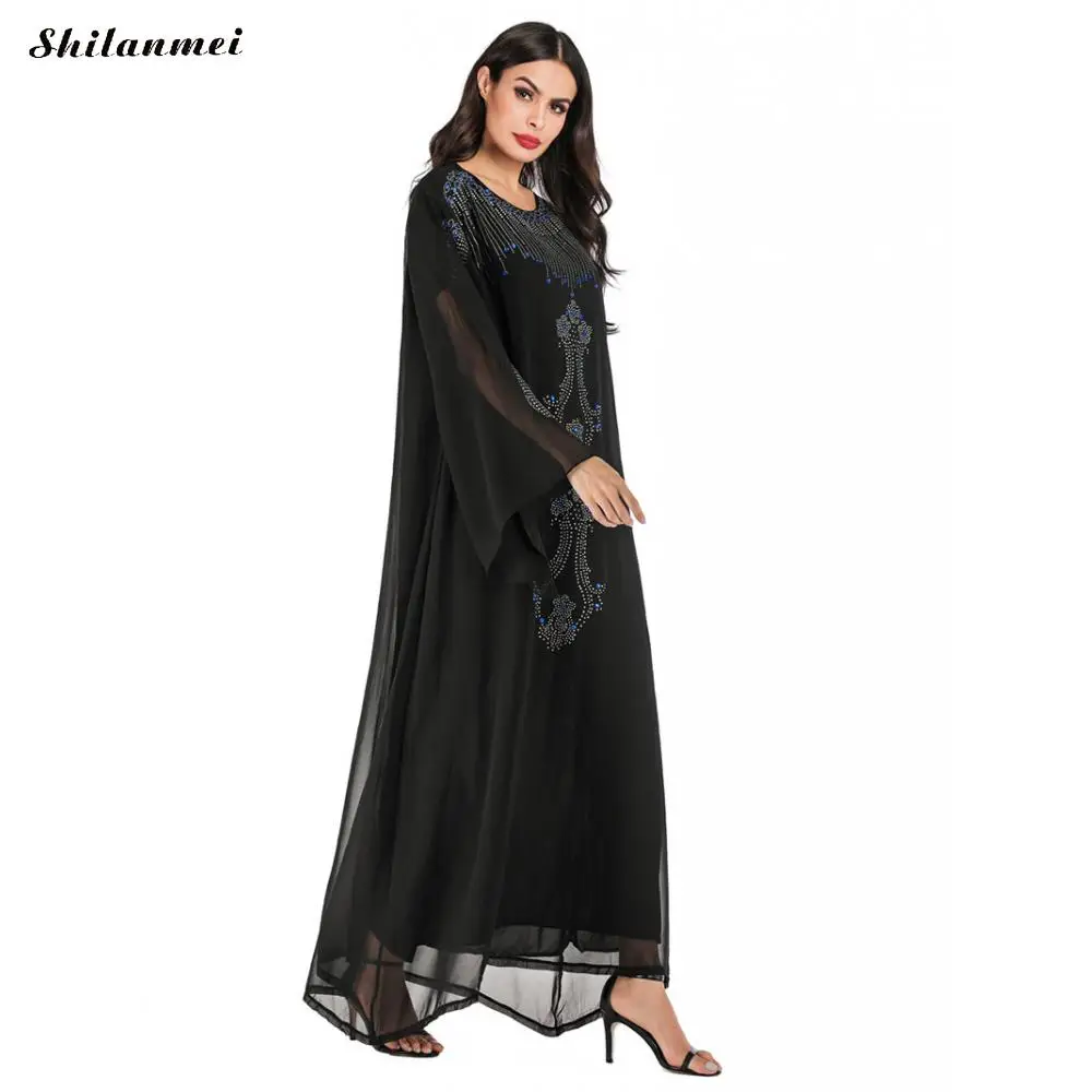

Women Vintage Mesh Patchwork Dress Long Flare Sleeve Autumn Elegant Long Chiffon Dresses Women Black Maxi Dresses Vestidos