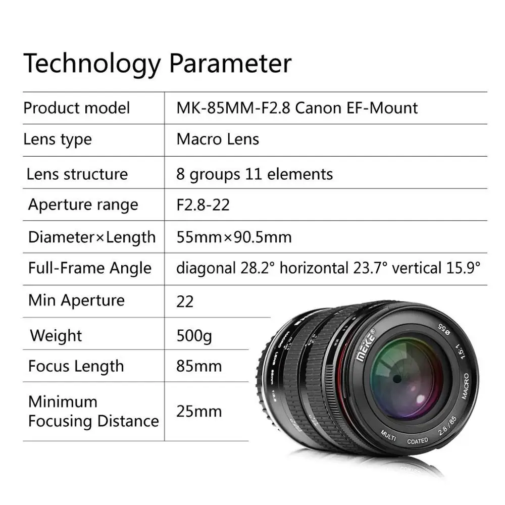 Полнокадровый объектив MK 85 мм f2.8 с ручной фокусировкой для камер Canon DSLR