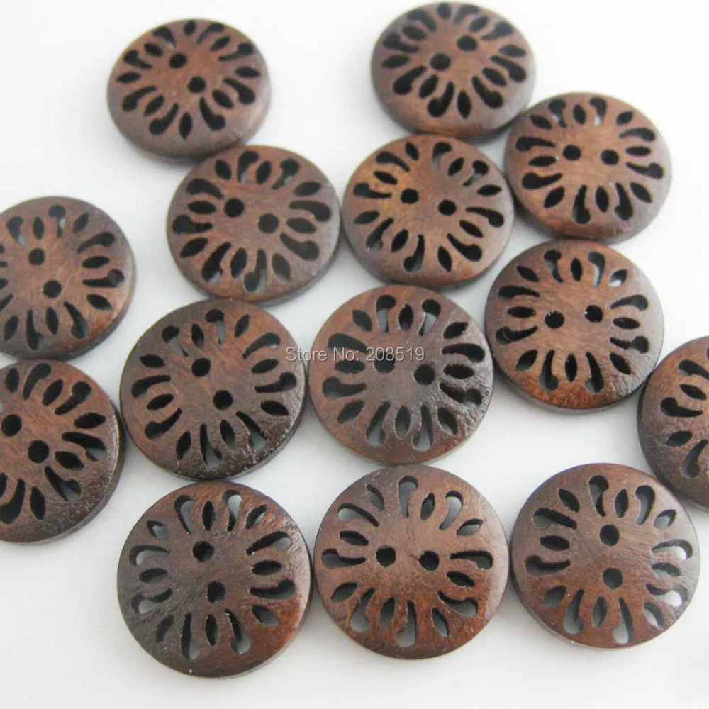WBNVAS много размеров 100 шт. модные кнопки темно коричневые полые гравировка на