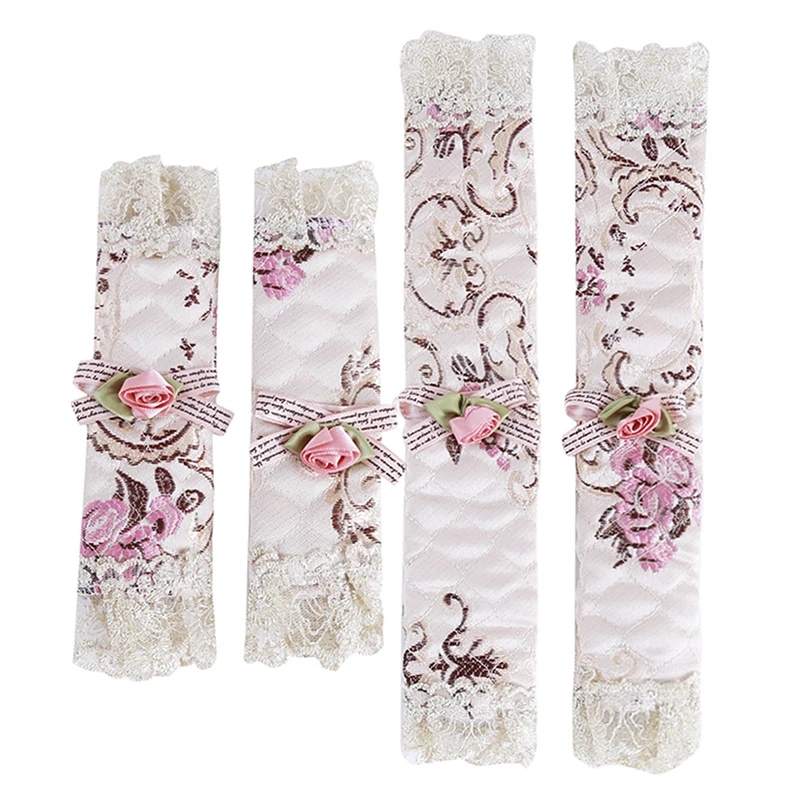 

1Pair Pastoral Style Lace Fridge Door Stand Handle Covers Refrigerator Handle Covers Decorative Kitchen Door Knob Covers