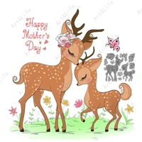 happy mothers day cute deer new metal cutting dies stencils for making scrapbooking album birthday card embossing cut dies