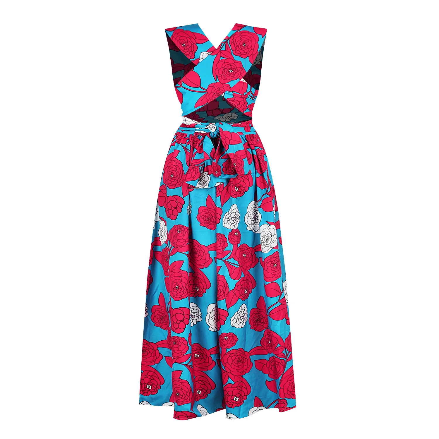 

Print African Dresses For Women Dashiki Sleeveless Long Casual Womens Dress Multiple Ways to Wear Ethnic Style Robe High Waist