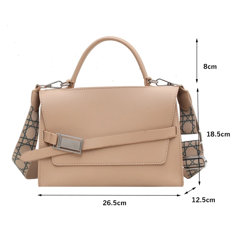 

New Arrival Women's Fashion Elegant Shoulder Messenger Bags Pu Leather Handbag Tote Female With Wide Strap Crossbody Bag Luxury