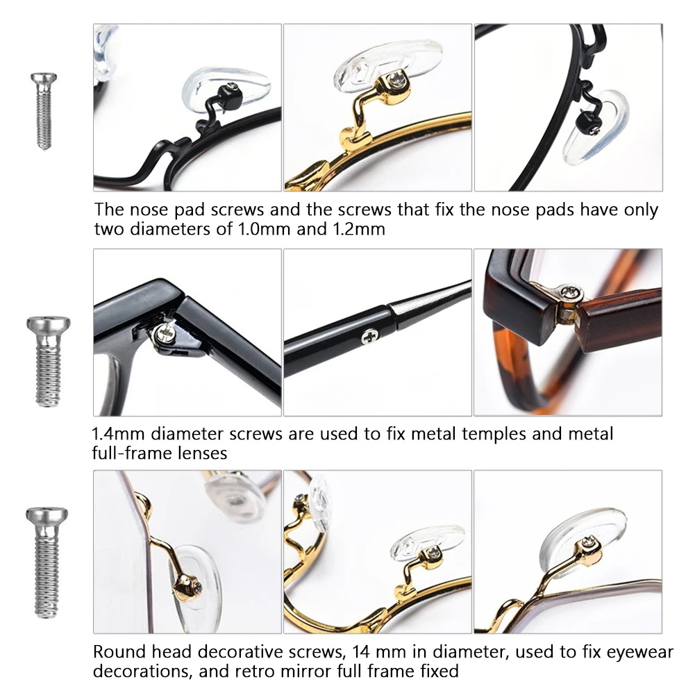

1000pc/set Eyeglasses Sun Glasses Screws Set Nuts Screws Screwdriver Nuts Optical Repair Tool Parts Assorted Kit Watch Tools Set