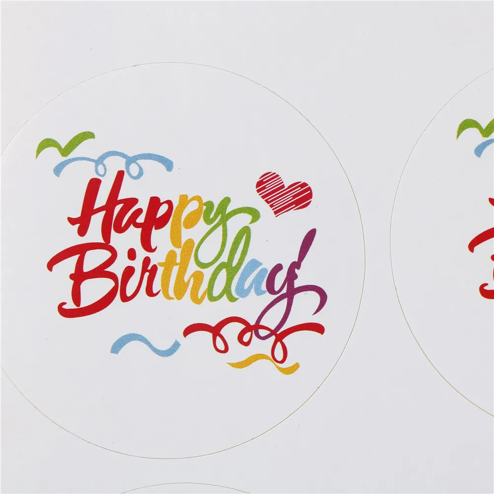 

100PCS/10 sheets New Rainbow Happy Birthday Series Round Design Kraft Seal Sticker DIY Multifunction Package Gift Labels