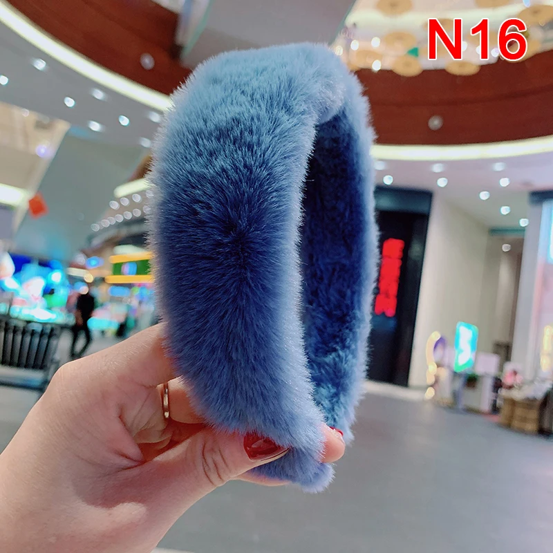 

Winter Sweet Imitation Rabbit Fur Wide Hair Hoop Candy Color Plush Headband Hair Accessories