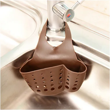 Brown Familysky Hanging Storage Holder Adjustable Snap Sink Sponge Storage Rack Hanging Basket Bathroom Accessory Kitchen Organizer - Цвет: Brown