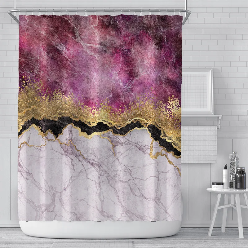 Мраморная занавеска для душа ванной синяя зеленая Золотая из ткани с крючками