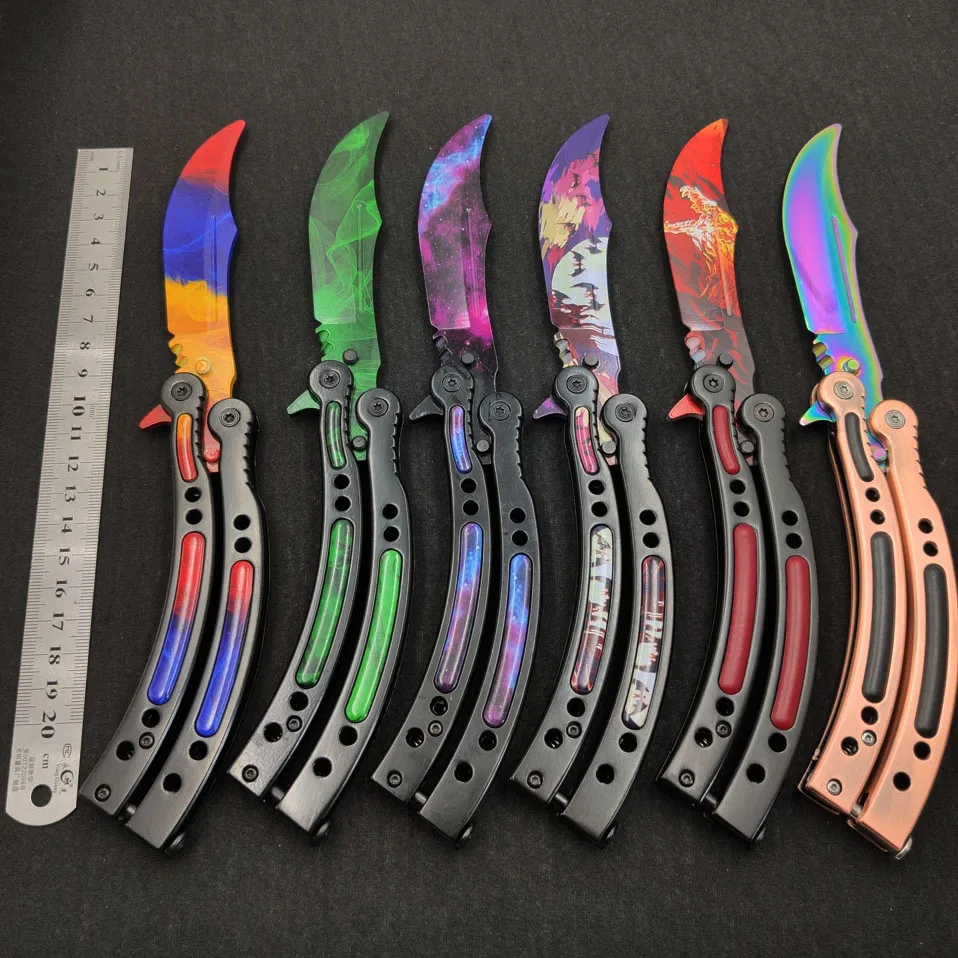 Butterfly Trainer Knife, Stainless Steel CS:GO Folding Practice Tool, No-Edge Butterfly Knife for Safe Training image 3