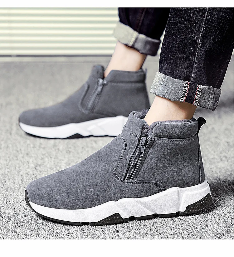 

Men Boots Fashion Men Winter Shoes Faux Suede Warm Snow Boots Work Casual Shoes Winter Ankle Round Toe Plus Velvet Men Shoes