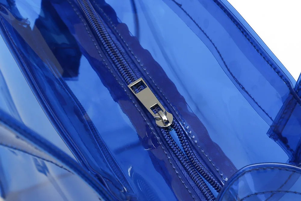 

Clear Color PVC Beach bag with zipper closing Transparent Tote bag Available for custom Promotional bags