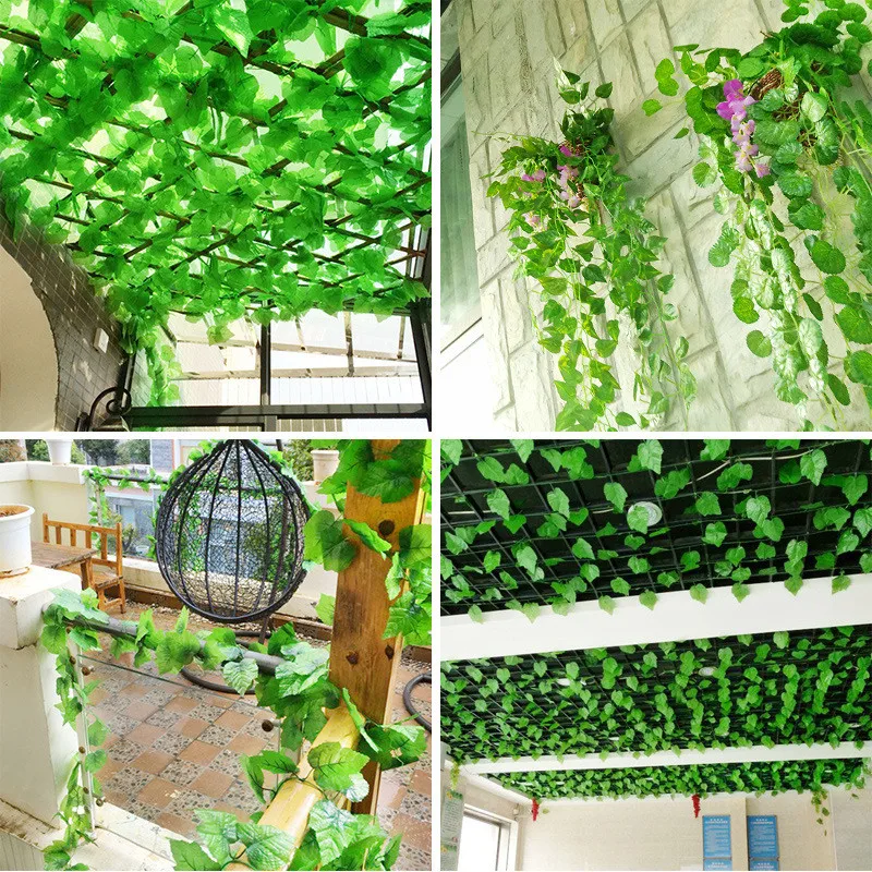 

Home Decor Artificial Plants Grape Leaves Rattan Garland Garden Decoracion Hogar Jungle Party Home Decoration Fake Plants Fruits