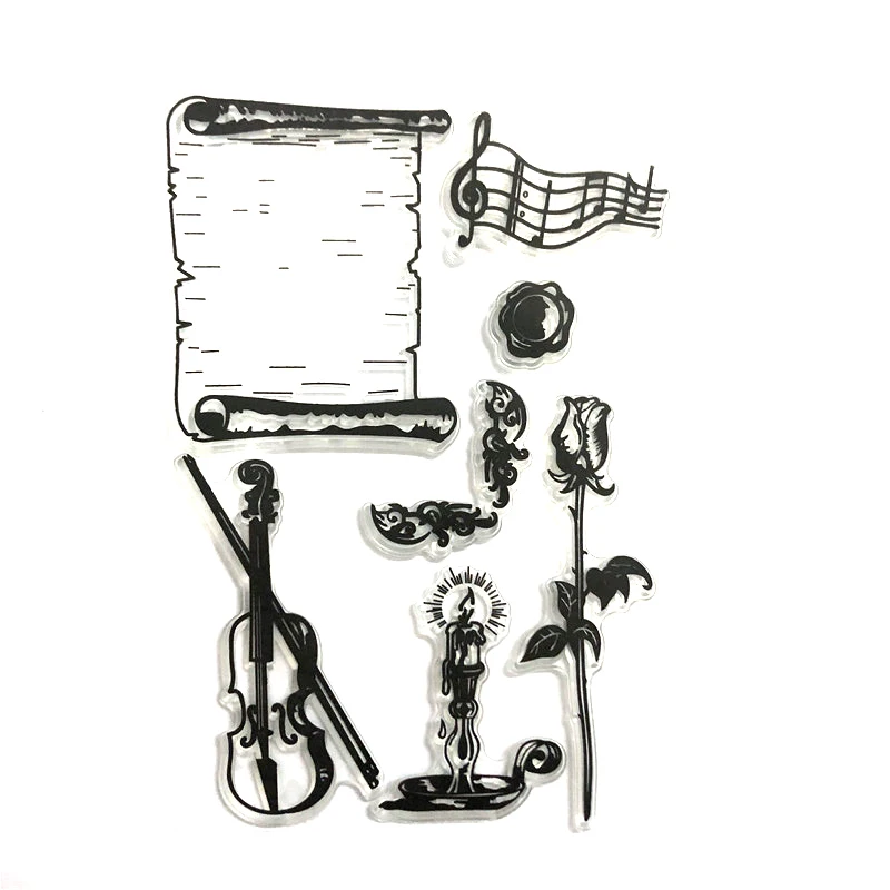 

2021 Cling Stamp Of Christmas Tree Honeycomb Bee Love Heart Lion Candle Clock Violin DIY Scrapbook Paper Ink Soft Plastics Seal