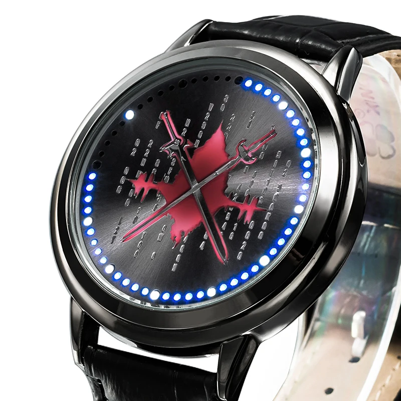 Аниме меч искусство онлайн SAO светодиодный водонепроницаемый часы Кирито костюм