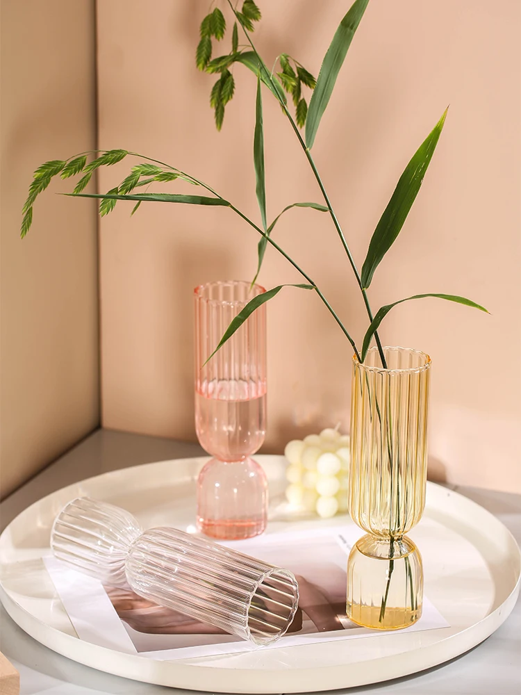 

Nordic Simple Creative Glass Vase Transparent Vase Rose Living Room Ornaments Web Celebrity Table Light Luxury INS Style