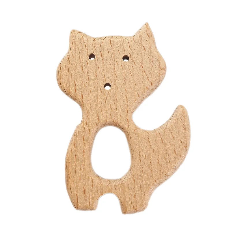 Chenkai-mordedor de caballo de madera de 10 piezas, juguete de dentici&oacute;n de beb&eacute; natural, sonajero, bricolaje, regalo de dentici&oacute;n de madera ecol&oacute;gico org&aacute;nico-3