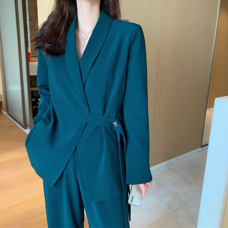 

new arrival fashion plus size sets for women autumn casual work style office lady simple trend loose suit and pant two piece set