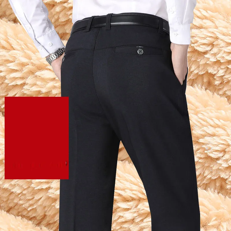 

Business Casual berber Fleece Warm Suit Pants New Straight Formal Male Winter Trousers Plus Thicken Trousers
