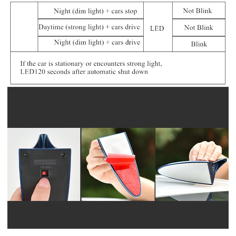 LED Light Car Radio Shark Fin Antenna FM Signal Design Protective Aerials Styling Decoration Sticker Base | Автомобили и