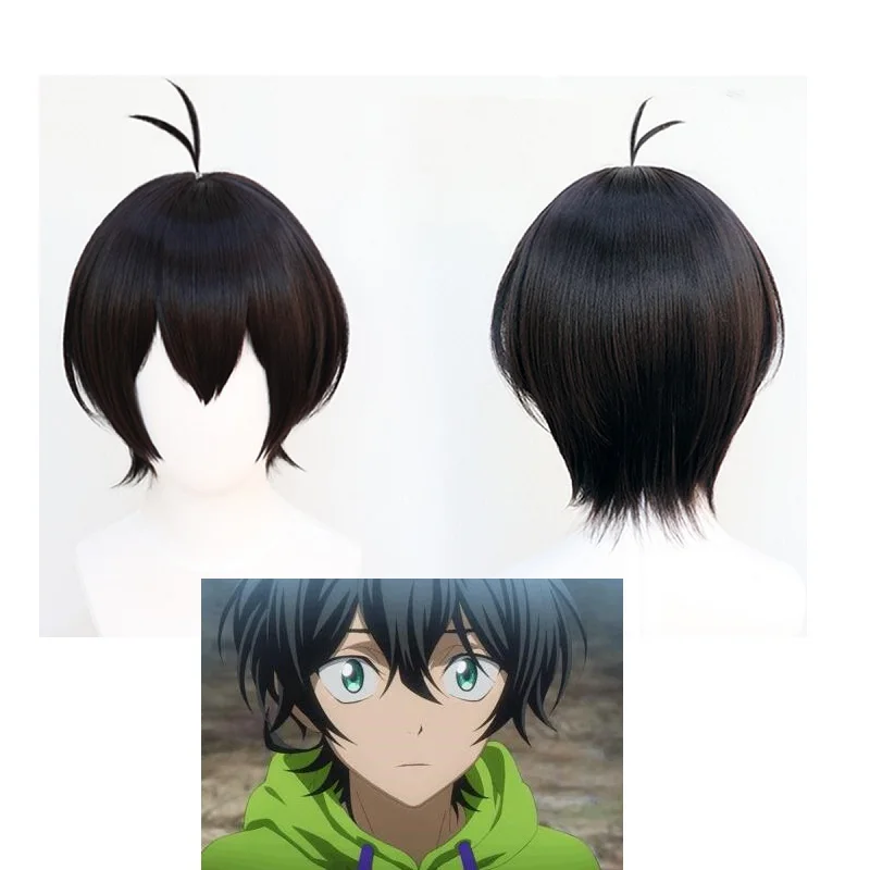 

New Anime SK∞ the Infinity Miya Cosplay Wig SK8 Black Short Wig Heat-resistant Fiber Hair + Wig Cap Carnival Party + Wig cap
