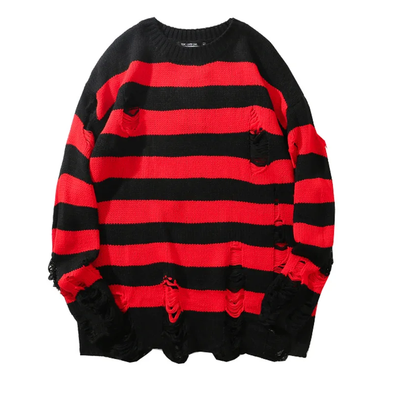 

New Men Luxury gentleman Classic openwork Striped Hole Knit Casual Sweaters pullovers Asian Plug Size High quality Drake #A248