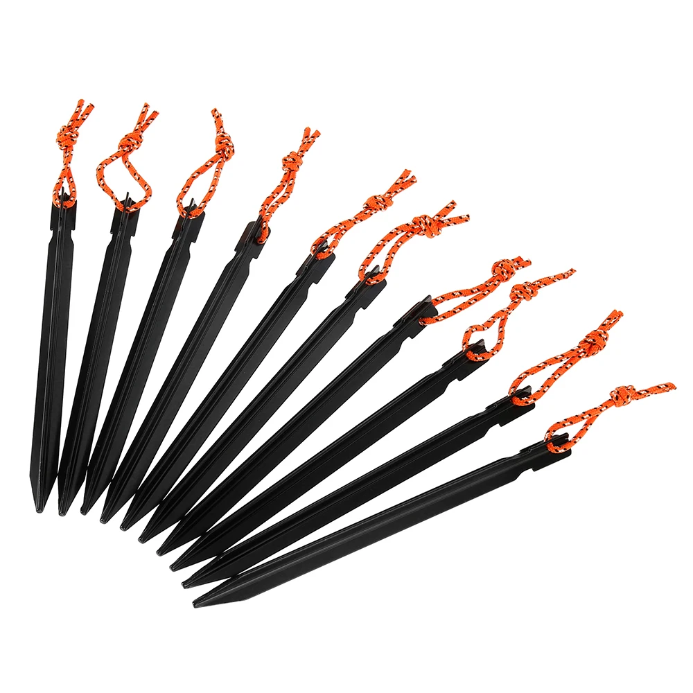 

10pcs 18cm Tent Peg Nail Aluminium Stake with Rope Camping Equipment Outdoor Traveling Tent Building Sand Ground Accessories