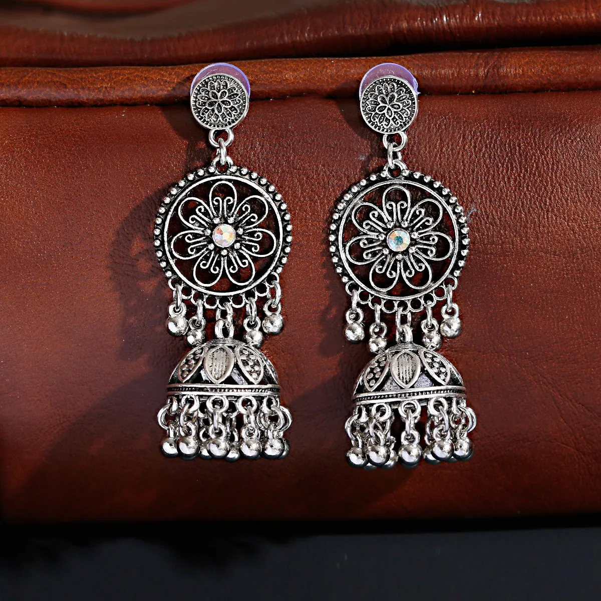 

Classical Earrings for Women Latest Design Fancy Long Indian Jewelry Earrings Boho Gold Alloy Carved Bell Tassel Drop Earrings
