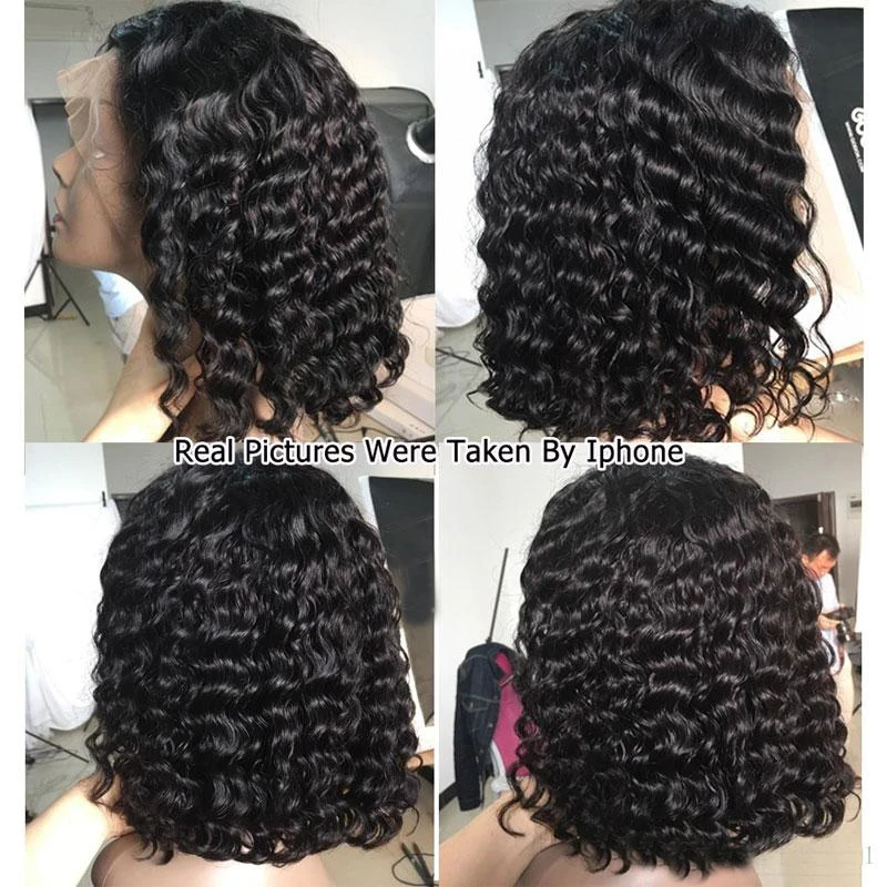 Парик с глубокой волной парик застежкой на сетке 4x4 короткий вырезом фальшивой